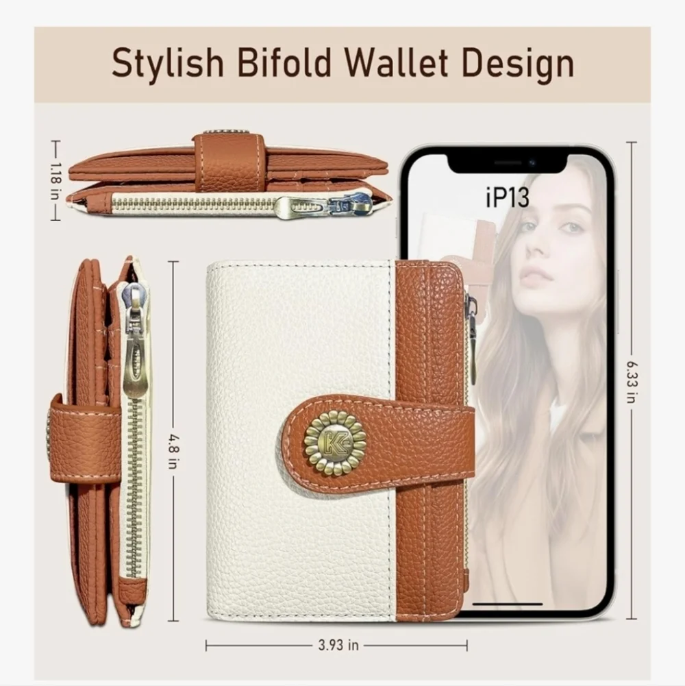 RFID-Blocking White and Brown Wallet